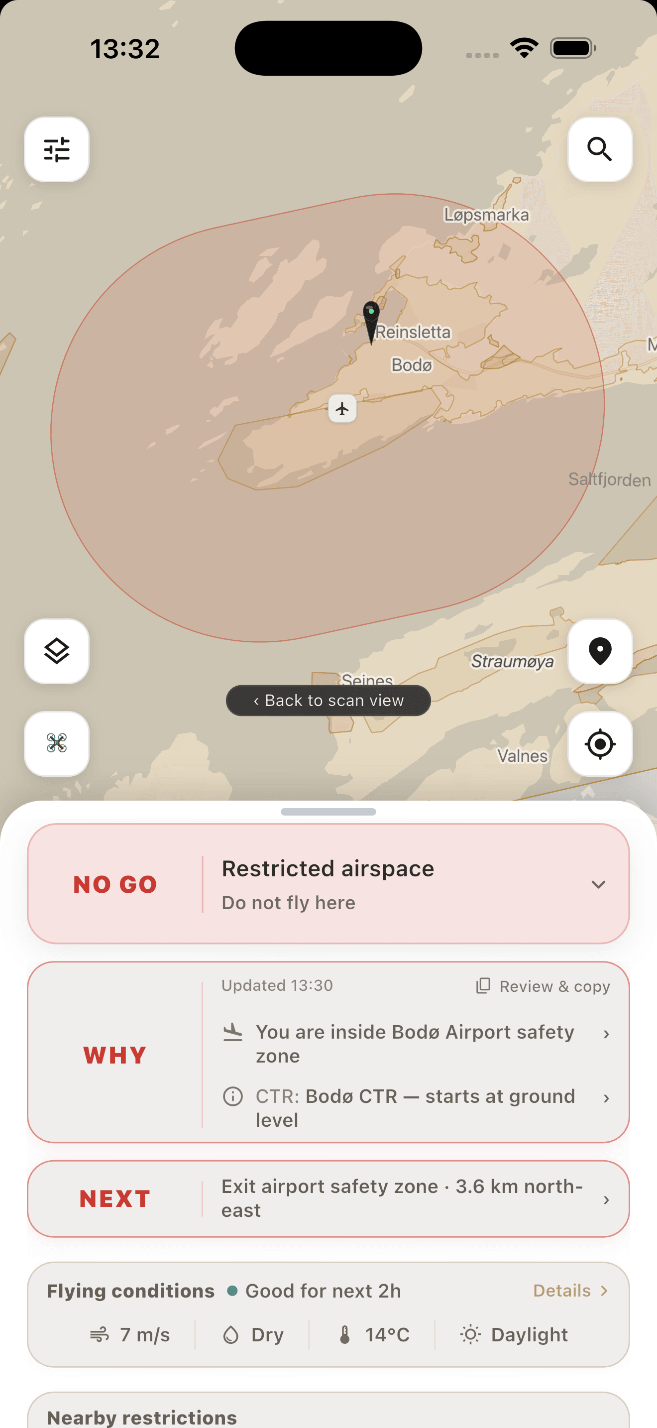 GoNoGo NO GO in restricted airspace at Svolvær Airport